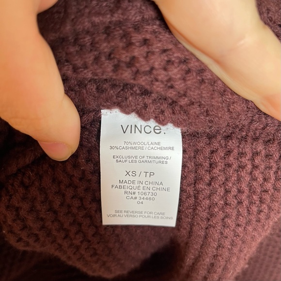 VINCE Women’s Cashmere & Wool Cowl Neck Sweater in Cordovan - Picture 8 of 11